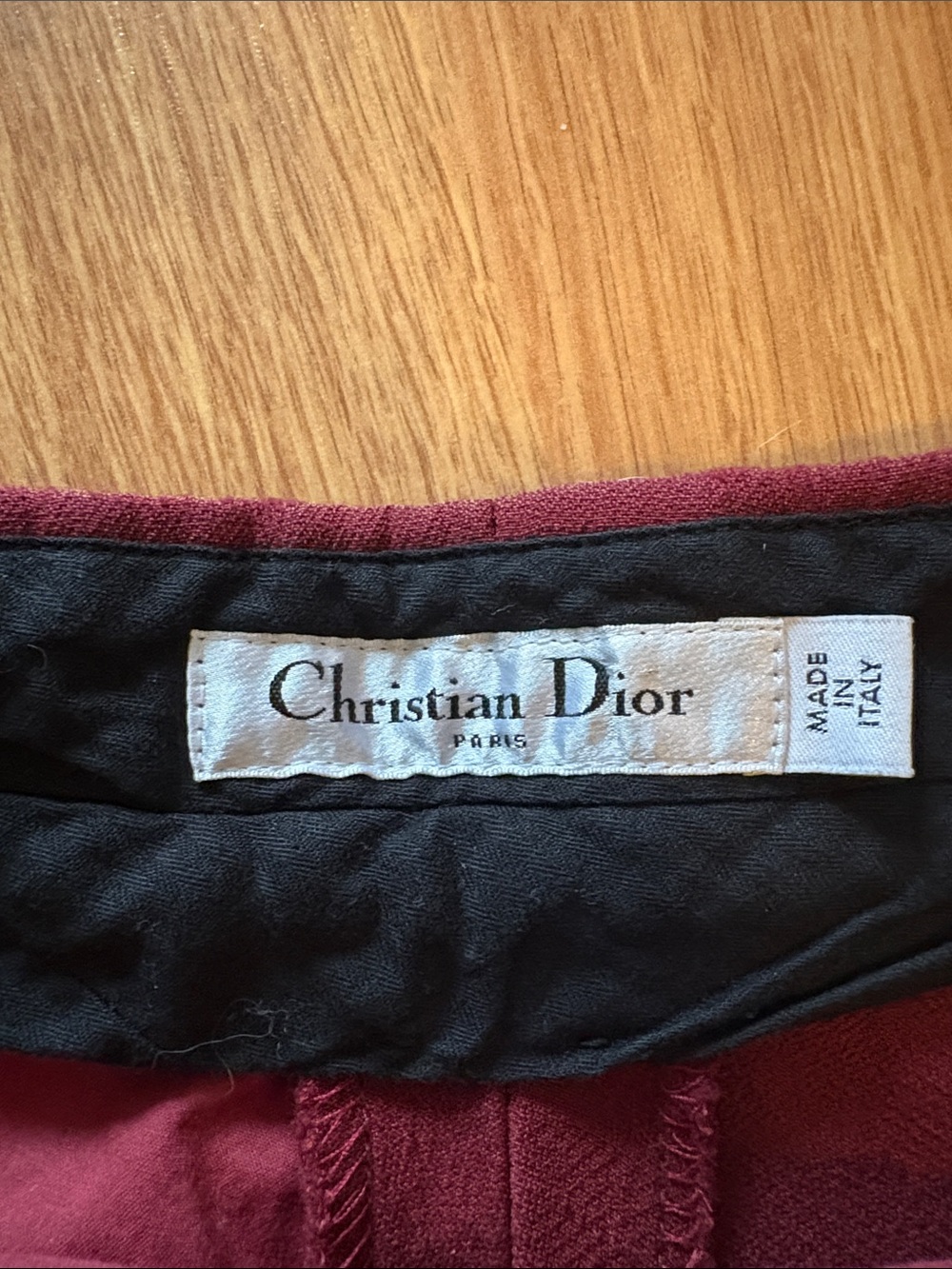 Christian Dior Women’s Slim Straight Dress Pants in Burgundy - Picture 2 of 5